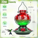 BOLITE Hummingbird Feeder, Glass Hummingbird Feeders for Outdoors Hanging, 22 Ounce, Five Feeding Ports with Perch, Peony Flower Shape, Red and Green, Gifts for Women Men, Gifts for Mom Dad by GreenHaven Gardens