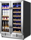 Wine and Beverage Refrigerator Upgraded, 24 Inch Beverage Refrigerator Cooler Dual Zone with Glass Door, Under Counter or Freestanding Beverage Fridge with Large Capacity, Advanced Cooling System by CozyNest Decor