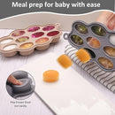 Silicone Baby Food Freezer Tray 2Pack Perfect Food Storage Containers for Homemade Baby Food, Fruit Purees, Breastmilk, Vegetable (Grey + Tan) by TinyTreasures Baby Boutique
