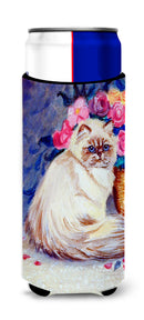 Persian Cat Slim Can Hugger , Insulated Foam Hugger for 12 oz Slim Cans, Beer Bottles & Water Bottles, Printed in USA