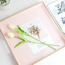 Spsyrine Pink Decorative Serving Tray with Handles, 13" X 13" Square Plastic Coffee Table Tray for Ottoman, Living Room, Bathroom, Home Decor. by CozyNest Decor