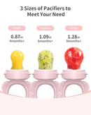 Silicone Baby Fruit Food Feeder (2 Pack) with Freezer Nibble Tray, Breastmilk Popsicle Molds for Baby Teething Relief, Feeder for Safe Infant Self Feeding, BPA Free, Dishwasher Safe, 3 Month+ Pink by TinyTreasures Baby Boutique