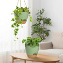 ZMTECH 6.5 Inch Hanging Planters for Indoor Outdoor Plants, 2 Pack Self Watering Hanging Plant Pots with Drainage Holes and Removable Saucer, Plastic Flower Hanging Pots with Watering Lip (Green) by CozyNest Decor