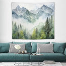 HZOHNAGO Mountain Tapestry Misty Green Forest Mountain Pattern Printed Wall Tapestry Wall Hanging for Bedroom Living Room Dorm 60" W x 50" H by CozyNest Decor