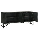 Riddell 4-door Wood Reeding Accent Cabinet Matte Black