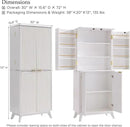 OKD Fluted Kitchen Pantry, 72" Tall Mid Century Modern Storage Cabinet with Adjustable Shelves & Door Organizer, Wood Cabinet for Kitchen, Living Room, Solid White by CozyNest Decor