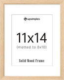 upsimples 11x14 Picture Frame, Natural Solid Wooden Picture Frames, Display 8x10 with Mat or 11 x 14 Without, Vertical or Horizontal Wall Hanging, 1 Pack, Natural by CozyNest Decor