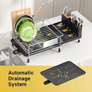 Dish Drying Rack, Expandable Stainless Steel Dish Rack with Drainboard Set Kitchen Sink Organizer for Counter, Large Capacity Kitchen Accessories, Smooth Water Flow by CozyNest Decor