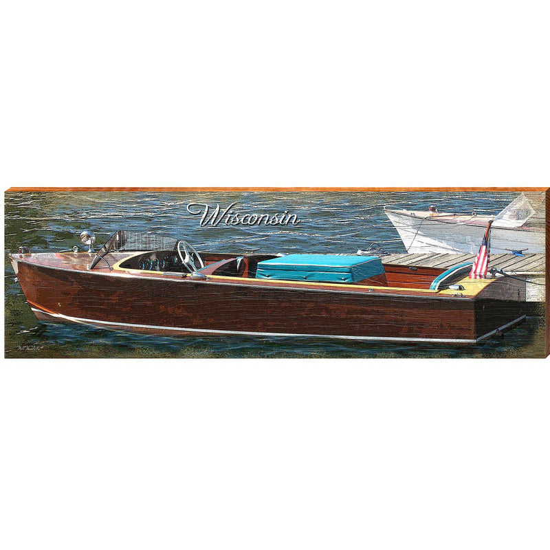 Wisconsin Vintage Boat | Wall Art Print on Real Wood