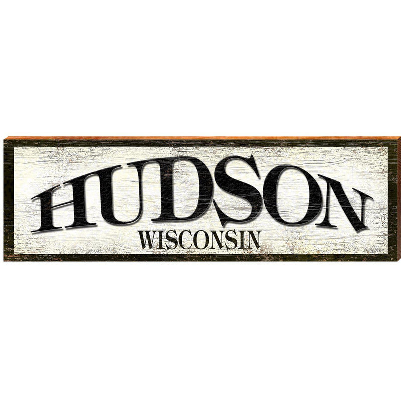 Hudson Wisconsin Sign | Wall Art Print on Real Wood