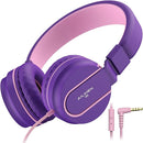 Kids Headphones, AILIHEN I35 On-Ear Headphones for School, Safe Volume 93dB, HD Mic Stereo Headphone for Kid Girls Children, Foldable Wired 3.5mm for Chromebook, Laptop, Computer, Tablet (Pink Purple) by TinyTreasures Baby Boutique