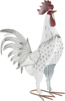 Deco 79 Metal Rooster Decorative Garden Sculpture Garden Statue with Black Texturing and Red Accents, Outdoor Sculpture 15" x 6" x 18", White by GreenHaven Gardens