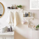 Wood Coat Hook with Wall-Mounted Shelf,23.62in Entryway Wall Hanging Shelf,for Bathroom, Kitchen,Coat Towel Key Organizer White YD-WS0260W by CozyNest Decor