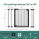 Babelio Baby Gate for Doorways and Stairs, 26-40" Auto Close Dog Gate, Easy-Install Pressure Mounted Satey Door, No Drilling Safety Gate for Child and Pets, Pressguard, Black by TinyTreasures Baby Boutique