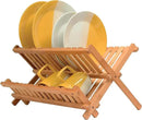 BAMBUSI Dish Drying Rack - Collapsible 2-Tier Bamboo Dish Rack for Kitchen Counter, Wooden Dish Drainer with Foldable Space-Saving Design - Drying Rack for Dishes, Plates, and Cups - Housewarming Gift by CozyNest Decor