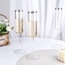 Ciaell 24 Pack Silver Plastic Champagne Flutes - 6 Oz Disposable Champagne Glasses - Square Silver Rim Plastic Toasting Glasses for Party Birthday Anniversary Wedding by CozyNest Decor
