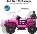 2 Seater Ride on Car Truck, 12V Kids Electric Ride on Toy for Big Kids Age 3-8 w/Remote Control- Hot Pink by TinyTreasures Baby Boutique