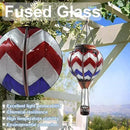 Hot Air Balloon Solar Lantern with Flickering Flame, Glass Hanging Garden Lights Outdoor Waterproof for Tree Yard Patio Mother's Day Gift, 18" H Wavy-Blue Red White by GreenHaven Gardens
