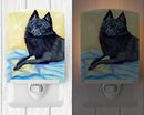 Schipperke Sweet Dreams Ceramic Night Light Compact, UL-Certified, Ideal for Bedroom, Bathroom, Nursery, Hallway, Kitchen, 6x4x3, Multicolor