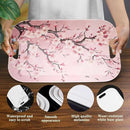 Serving Trays with Handles, 14.5 x 9.8 inch Rectangular Plastic Tray for Restaurant, Kitchen, Pink Cherry Blossom by CozyNest Decor