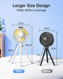 SWEETFULL Portable Stroller Fan with Display 4000mAh Battery Powered Mini Clip On Fan, 4-Speed Rechargeable Small Personal Cooling for Baby Car Seat Crib Travel - White by TinyTreasures Baby Boutique