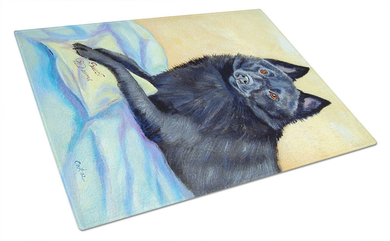 Schipperke Sweet Dreams Glass Cutting Board Large