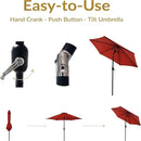 Sunnydaze Outdoor Patio Umbrella - Polyester Table Market Umbrella with Push-Button Tilt and Crank - 6 Sturdy Ribs - Burnt Orange - 7.5ft by GreenHaven Gardens