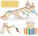 Pikler Triangle Set with Cushion, 9-in-1 Kids Climbing Toys for Toddlers 1-3 Inside, Montessori Toddler Climbing Toys Indoor, Large Wooden Pikler Triangle Climbing Set Baby Playground for Children by TinyTreasures Baby Boutique