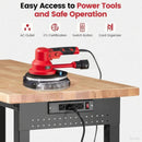 Workbench with Wheels 60 x 22 Heavy Duty Rubberwood Tabletop Work Bench Adjustable Height Garage Work Table with Under Table Shelf, Sided Pegboard, Power Outlets for Home Office by GreenHaven Gardens