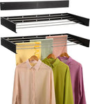 Wall Mounted Laundry Drying Rack, Retractable Clothes Drying Rack for Bathroom with Wall Template, 5 Stainless Rods Heaving 60 lb Capacity (Black, 40") by CozyNest Decor