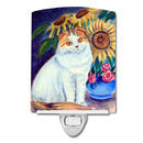 Cat Ceramic Night Light Compact, UL-Certified, Ideal for Bedroom, Bathroom, Nursery, Hallway, Kitchen, 6x4x3, Multicolor