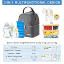 Breastmilk Cooler Bag with Ice Pack Fits 6 Baby Bottles up to 9 Ounce, Breast Milk Pump Cooler Bag with Shoulder Strap for Nursing Mom Daycare, Work, Travel- Dark Grey by TinyTreasures Baby Boutique