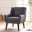 HUIMO Accent Chair Living Room Chair, Upholstered Button Tufted Armchair, Linen Fabric Sofa Chairs for Bedroom, Living Room, Mid Century Modern Comfy Reading Chair (Grey) by CozyNest Decor