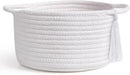 Empty Gift Basket Mini Woven Rope Organizer Baskets for Baby Shower, Vanity, Makeup, Bathroom, Tiny Toys, Desk - Small Decorative Storage Bins - Set of 2, Pre-Shaped, White by CozyNest Decor