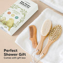 Baby Hair Brush and Comb Set for Newborn - Wooden Baby Hair Brush Set with Soft Goat Bristle, Baby Brush Set for Newborns Baby Brush and Comb Set Girl, Boy, Toddler Cradle Cap Brush (Oval, Walnut) by TinyTreasures Baby Boutique