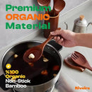 Riveira Set of 6 Premium Brown Bamboo Cooking Utensils - Bamboo Utensils for Cooking - Non-Toxic Kitchen Set - Wooden Kitchen Utensils for Non-Stick Cookware by CozyNest Decor