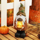 Topadorn Fall Garden Gnome Statue Light, Autumn Harvest Gnome Figurine with Pine Cone on Hand for Fall Harvest Party Thanks, Autumn Thanksgving Gifts for Famliy by CozyNest Decor