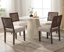 Kmax Farmhouse Dining Chairs Set of 2, Rustic Kitchen Chairs with Linen Fabric Seat and Woven Back, Vintage Accent Chairs for Dining Room, Living Room, Beige by CozyNest Decor