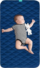 Waterproof Crib Mattress Protector Pad Cover 28" x 52", Anti Slip & Absorbent Waterproof Bed Pads for Standard Crib/Toddler Bed Quilted Machine Washable (Quilted Improved Thickness) Navy by TinyTreasures Baby Boutique