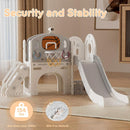 XJD 8 in 1 Toddler Slide Set, Kids Slide for Toddlers Age 1+, Toddler Climber Slide PlaySet with Basketball Hoop and Ball,Outdoor Indoor Playground for Toddlers 1-3 (Beige Grey, 8 in 1) by TinyTreasures Baby Boutique