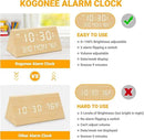 Kogonee Wooden Digital Alarm Clock, 0-100% Dimmer, 2 Alarm Settings, Weekday/Everyday Mode, 9 Mins Snooze, 12/24H, Temperature and Date Display for Office, Travel, Bedroom Alarm Clock (Bamboo) by CozyNest Decor