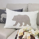 Bear Pillow Covers 12x20 Inches Decorative Cotton Linen Throw Lumbar Waist Embroidered Cushions Covers for Couch Sofa Bedroom (White) by CozyNest Decor