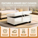 Ottoman Rectangular Storage Ottoman Bench, Faux Leather Footrest, Coffee Table, Stool Footstool with Hinged Lid for Living Room, Bedroom, Entryway, White, 28.5"x19"x17.5" by CozyNest Decor