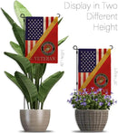Home of Marine Corps Burlap Garden Flag - Set with Stand Armed Forces USMC Semper Fi United State American Military Veteran Retire Official House Banner Cemetery Yard Rememberance Veterans Day Gifts by GreenHaven Gardens