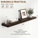 Fun Memories Rustic Elm Wood Floating Shelves for Wall, 48" Floating Shelf Wall Mounted, Long Floating Disply Shelf with Heavy-Duty Bracket for Living Room, Kitchen, Bathroom, Walnut Color, Set of 1 by CozyNest Decor