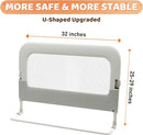 Bed Guard Rail for Toddlers - 32inch Folding up & Adjustable Heights Baby Bed Safety Rails - Portable Toddler Bed Barrier Railing Guard for Kids Twin, Bunk, Queen, Full Size Bed by TinyTreasures Baby Boutique