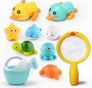 Bath Toys for Babies 6-12 Months+, Wind-up Ducks Bath Toys for Kids Ages 1-3, No Hole Ocean Animal Floating Pool Toys, Watering Can Fishing Net Water Toys for Toddlers by TinyTreasures Baby Boutique