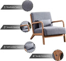 INZOY Mid-Century Modern Accent Chair Set of 2, Dark Grey Living Room Chairs with Waist Cushion, Upholstered Reading Armchair for Bedroom Sunroom by CozyNest Decor