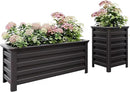 Aluminum Outdoor Planter - 19.68" Tall Planter Box for Patio Porch Indoor or Outdoor Durable Weather-Resistant Large Planters for Flowers with Drainage Hole, Dark Brown, 19.68"D x 19.68"W x 27.56"H by GreenHaven Gardens