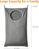 XL Hanging Laundry Hamper, Extra Large Tear-resistance Door Hamper with 2 Types Hooks for Dirty Clothes, Save Bathroom Space Hanging Laundry Bag (36.5x 22 Inch,Grey) by CozyNest Decor